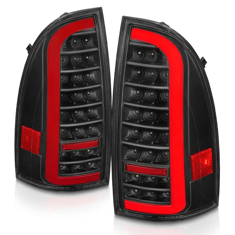 ANZO 05-15 Toyota Tacoma Full LED Tail Lights w/Light Bar Sequential Black Housing Clear Lens - Truck & Automotive