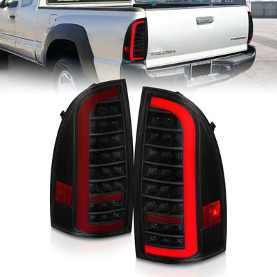 Black ANZO LED tail lights for Toyota Tacoma with light bar