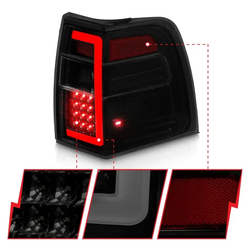Black aftermarket tail light with LED light bar for Ford Expedition in black housing