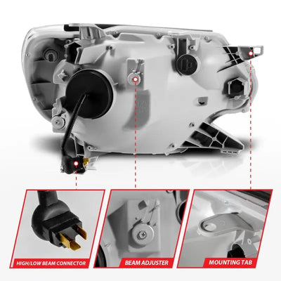 ANZO 12-15 Toyota Tacoma Projector Headlights - w/ Light Bar Switchback Black Housing - Truck & Automotive