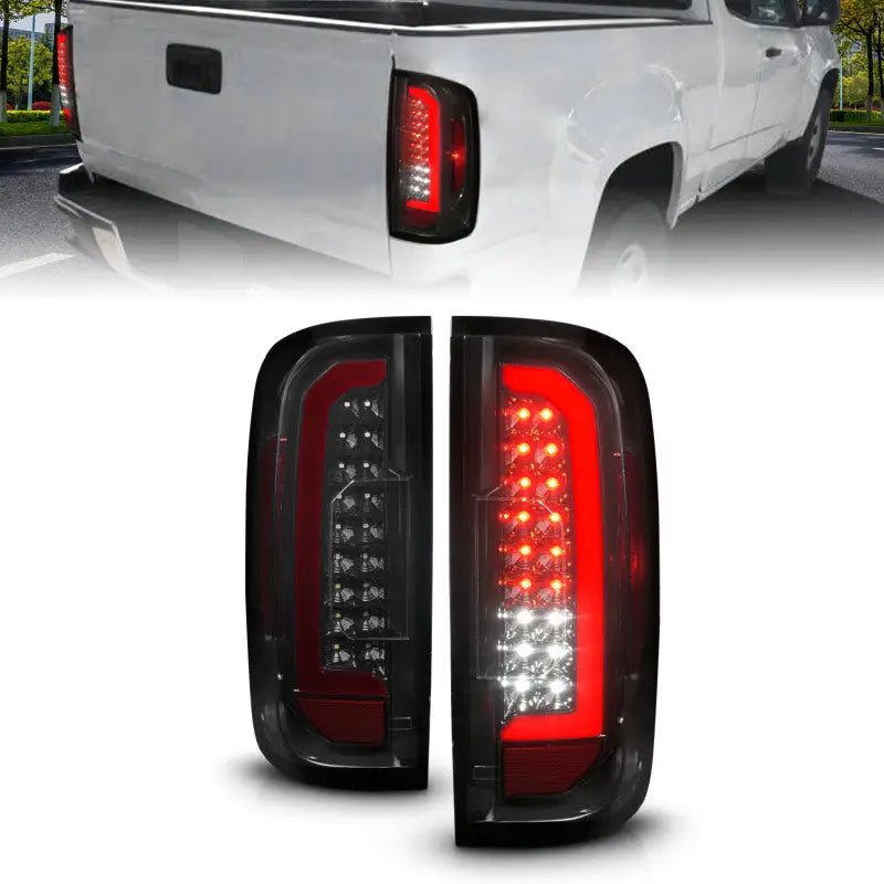 Truck LED tail lights for GMC Canyon with red lightbar and smoked lens style