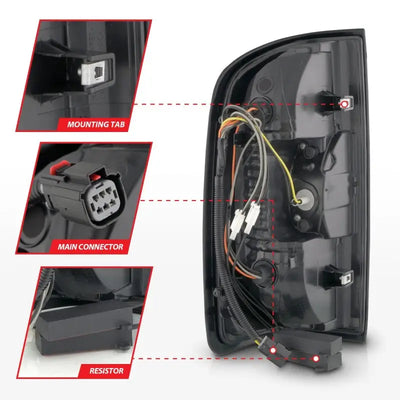 ANZO 15-21 GMC Canyon Full LED Taillights w/ Red Lightbar Black Housing/Clear Lens - 311434