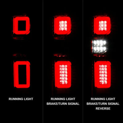 Red LED tail lights for Chevy Silverado Work Truck, chrome housing
