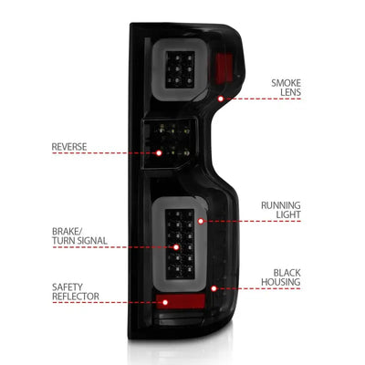 Anzo 19-21 Chevy Silverado Work TruckFull LED Tailights Black Housing Smoke Lens G2 (w/C Light Bars) - Truck &