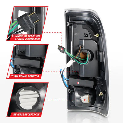 ANZO 1997-2003 Ford F-150 LED Tail Lights w/ Light Bar Black Housing Smoke Lens - Truck & Automotive