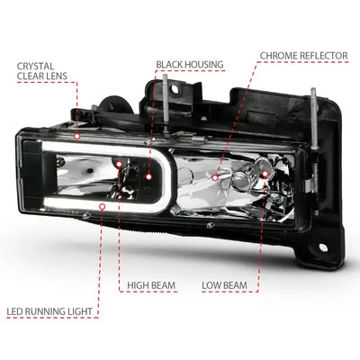 Automotive headlight assembly for Cadillac Escalade crystal headlights replacement