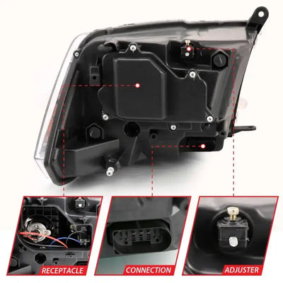 ANZO 2009-2018 Dodge Ram 1500 Projector Plank Style Switchback H.L Halo Chrome Amber (OE Style) - Truck & Automotive