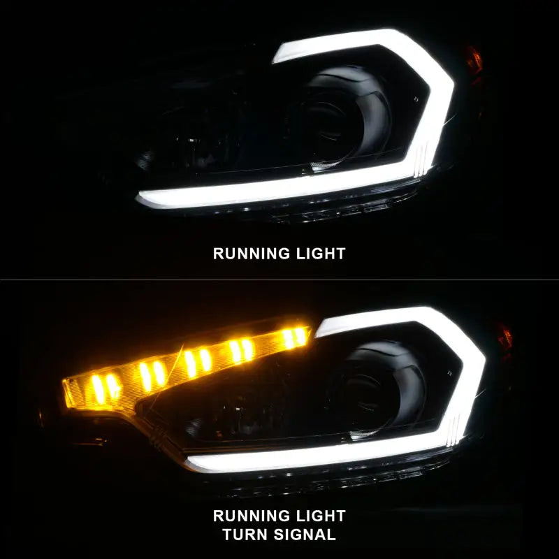 Kia Forte projector headlights with light bar black housing and DRL