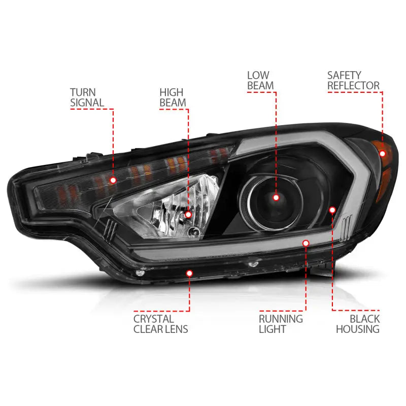 Kia Forte projector headlights w/ light bar black housing