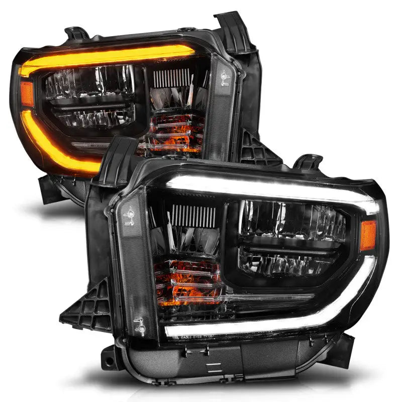 ANZO 2014-2017 Toyota Tundra LED Crystal Headlights w/ Switchback Black Housing DRL - Truck & Automotive