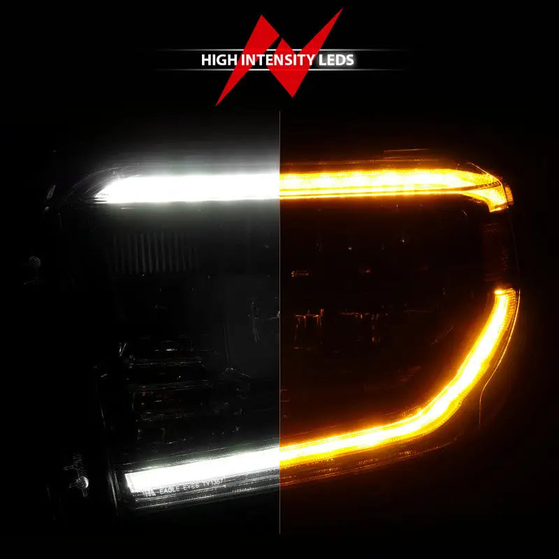 ANZO 2014-2017 Toyota Tundra LED Crystal Headlights w/ Switchback Black Housing DRL - Truck & Automotive