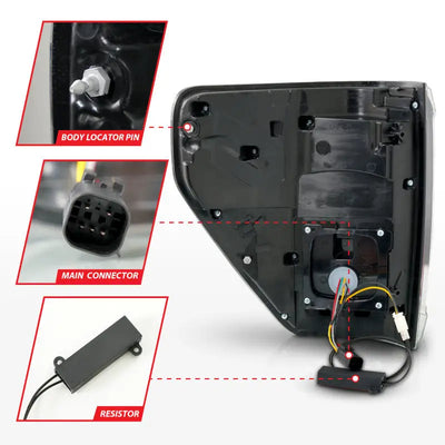 ANZO 21-23 Ford F-150 LED Taillights Seq. Signal w/BLIS Cover - Black Housing - Truck & Automotive