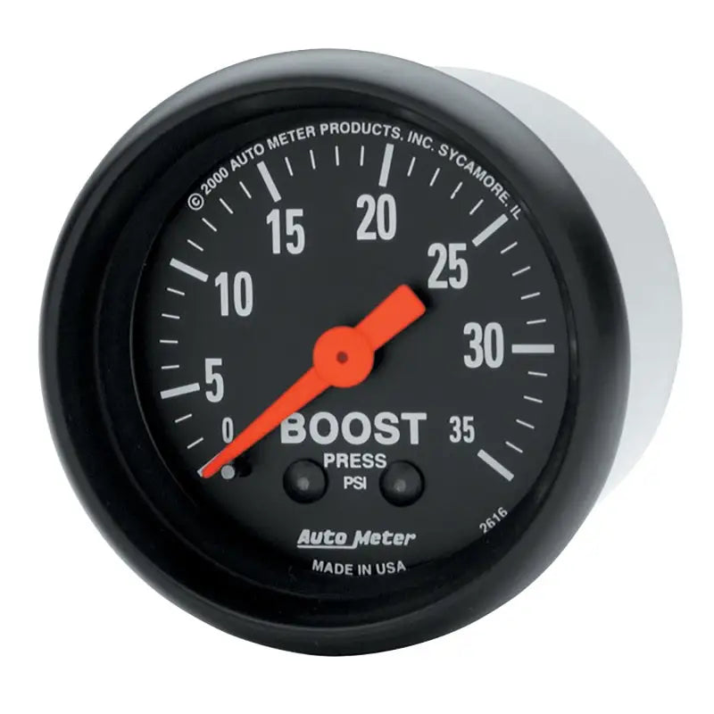 Black boost pressure gauge in Autometer a-pillar z-gauge kit for Ram L6-5.9L Diesel