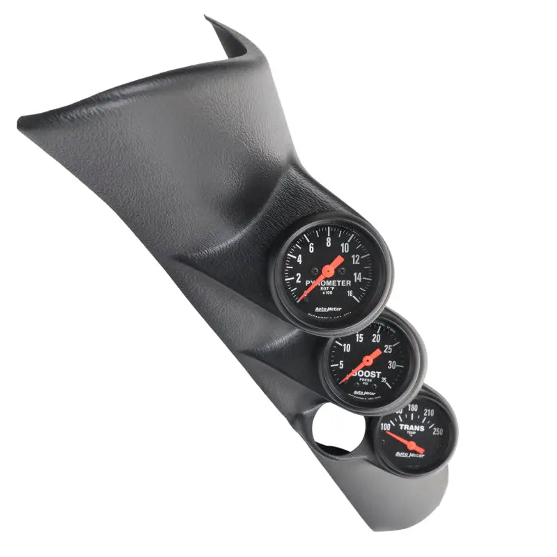 Black triple gauge pillar for Ram 98-02 with a-pillar z-gauge kit for boost EGT trans