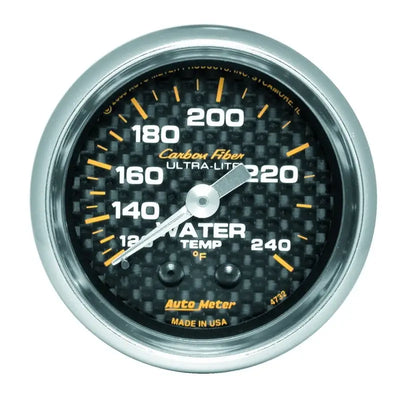 Autometer Carbon Fiber 52mm 120-240 Deg F Mechanical Water Temp Gauge - Truck & Automotive