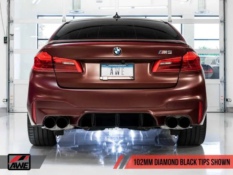 AWE Tuning 18-19 BMW M5 (F90) 4.4T AWD Cat-back Exhaust - Track Edition (Diamond Black Tips) 