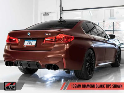 AWE Tuning 18-19 BMW M5 (F90) 4.4T AWD Cat-back Exhaust - Track Edition (Diamond Black Tips) 