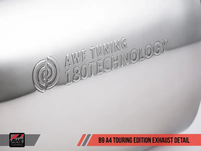 AWE Tuning Audi B9 A4 Touring Edition Exhaust Dual Outlet - Diamond Black Tips (Includes DP) - Truck & Automotive
