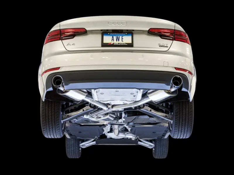 AWE Tuning Audi B9 A4 Touring Edition Exhaust Dual Outlet - Diamond Black Tips (Includes DP) - Truck & Automotive