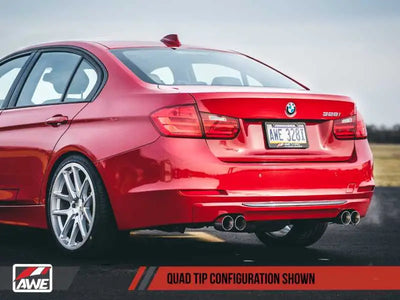 AWE Tuning BMW F3X N20/N26 328i/428i Touring Edition Exhaust Quad Outlet - 80mm Diamond Black Tips 