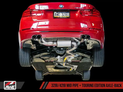 AWE Tuning AWE Tuning BMW F3X N20/N26 328i/428i Touring Edition Exhaust Quad Outlet - 80mm Diamond Black Tips