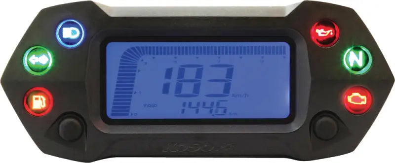 Ba027002 Db 01r lcd speedometer with illuminated indicator lights on motorcycle display