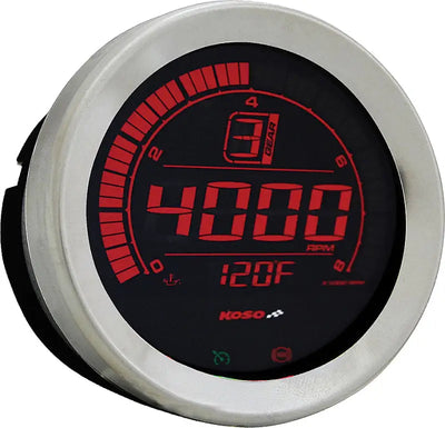 BA050905 Hd 02 Series Gauge Kit Silver Bezel Oil Temp - Digital Harley Cluster