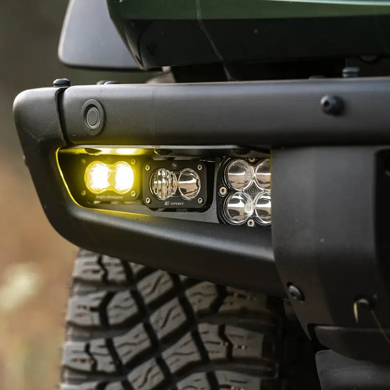 Baja Designs 21-22 Ford Bronco w/Steel Bumper S2 SAE Pro Fog Pocket Light Kit w/Upfitter - Clear - Truck & Automotive