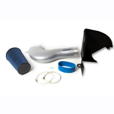 Automotive cold air intake kit for Mustang 4.6 GT in titanium silver powdercoat finish