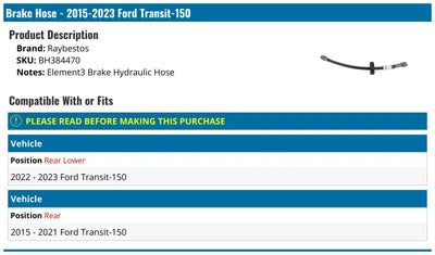 Brake hose for Ford Transit-150 BH384470 Raybestos Brake Hose, durable Raybestos brake hose