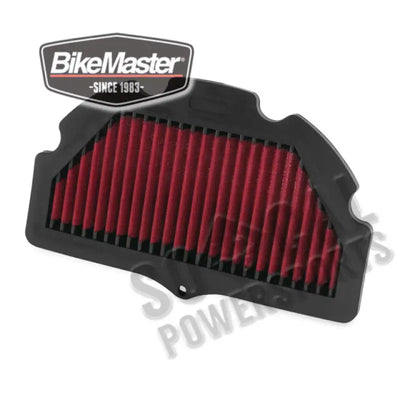 Red air filter with black frame for Suzuki GSX-R600 boosts optimal engine performance