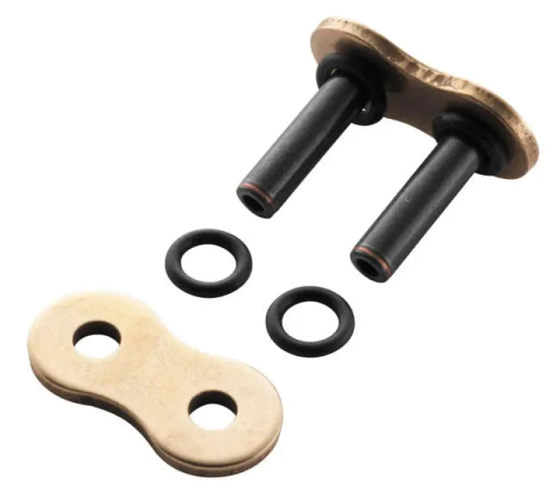 Motorcycle chain rivet link assembly with BikeMaster 530 BMOR O-Ring Rivet Link in gold