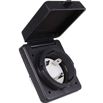 Black outdoor electrical outlet with open cover for bikemaster 5piece 20a replacement fuse