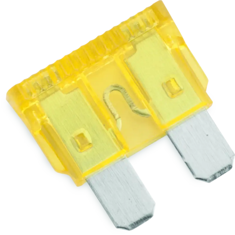 Yellow automotive blade fuse from BikeMaster 5Piece 3A replacement mini blade fuse