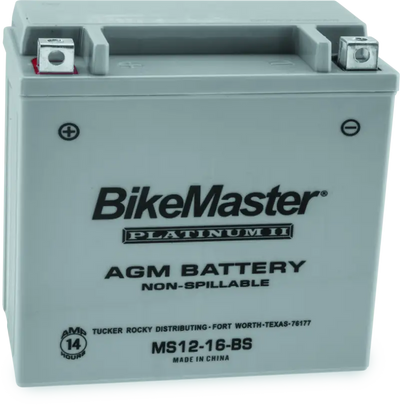 BikeMaster AGM Battery - MS12-16-BS - 780720, maintenance-free design, reliable motorcycle power, AGM technology, durable performance, RV, Automotive, Powersports, off-road, marine, exterior, truck accessories, interior, truck bed, rv parts, Auto Maintenance, Batteries, Starting & Charging, AVADA - Best Sellers, Must Haves