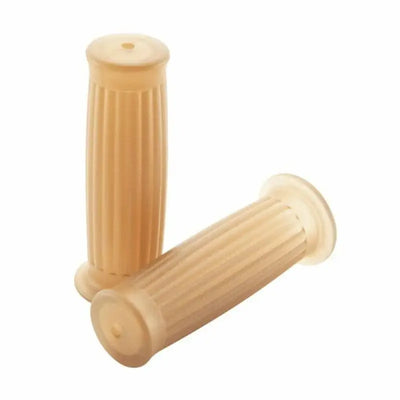 Pair of beige ribbed bikemaster classic lines grips for vintage bike style