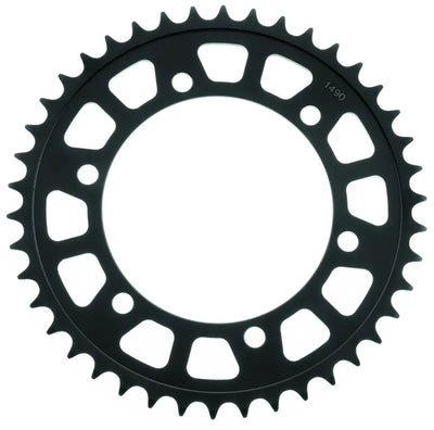 Black rear steel sprocket for Honda bikes from BikeMaster, durable steel sprocket
