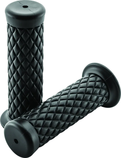 Black rubber BikeMaster Quilted Grips with diamond pattern for a comfy ride