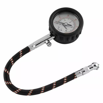 BikeMaster Tire Gauge with flexible hose and 60 PSI for accurate bikemaster tire checks