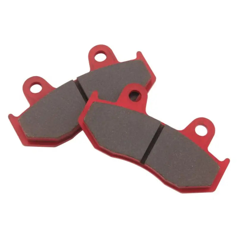 Two red BikeMaster Yamaha Sintered Brake Pads for strong brake pads and sintered brake needs