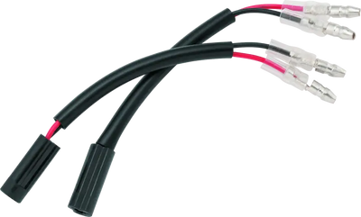 Black wire harnesses with red and black wires for BikeMaster Yamaha turn signal adapter wires