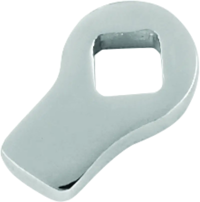 Chrome-plated metal faucet handle with square opening for Bikers Choice Jiffy stand leg stop