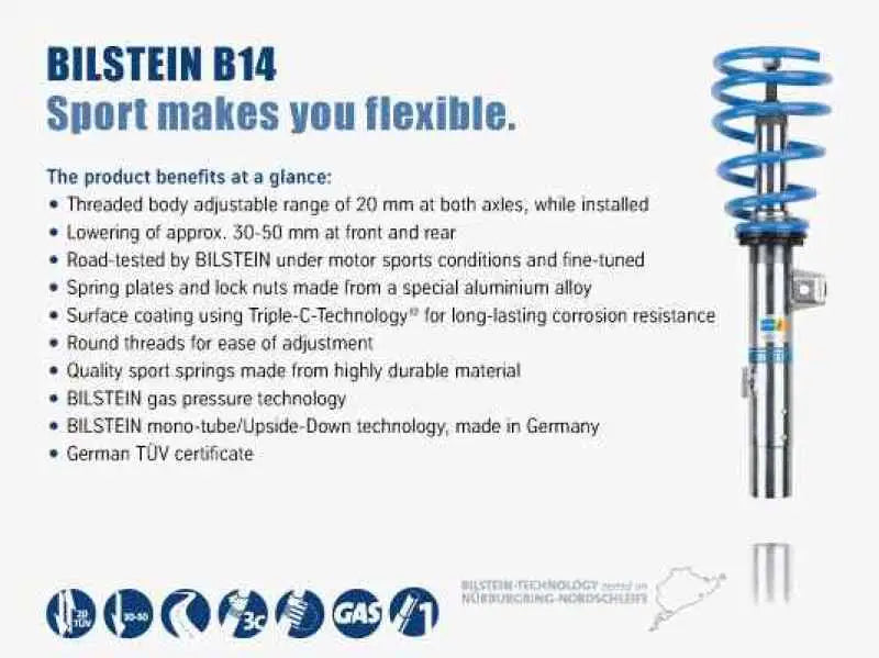 Bilstein B14 1998 Audi A6 Quattro Avant Front and Rear Suspension Kit - Truck & Automotive