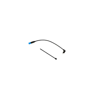 Black cable with blue connector and zip tie for BMW 328i rear twintube shock absorber
