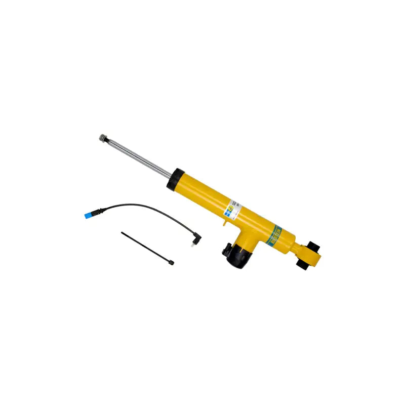 Yellow shock absorber with cables for BMW 328i rear twintube shock absorber upgrade