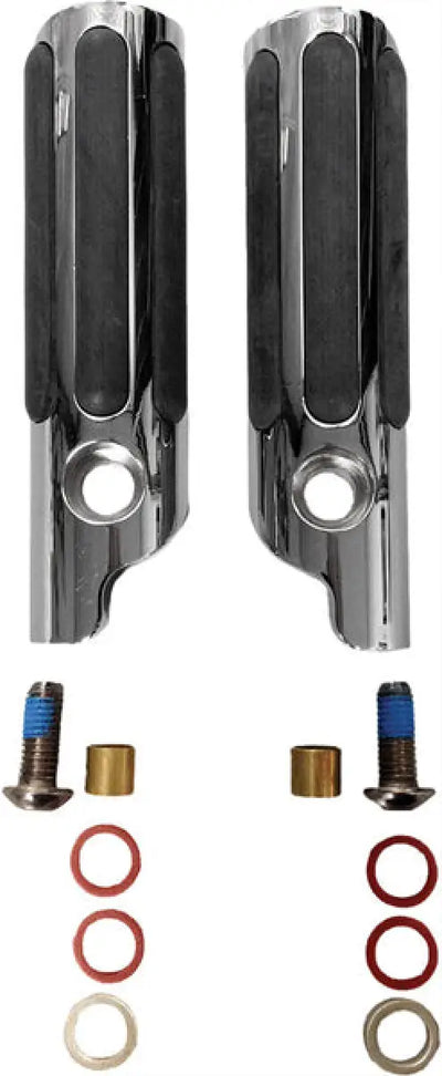 Motorcycle foot pegs and hardware for Lindby Clamp-On Pegs black W Rubber Strips