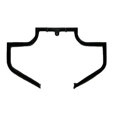 Black Lindby Engine Guard for Harley-Davidson Dyna, model BL104-1 Linbar, featuring a triple chrome plated 1 ¼ inch outside diameter, designed for forward control models from 1991 and up.