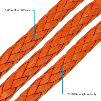 Borne Off-Road 10K Winch - Orange Synthetic Rope - Winches & Hitches