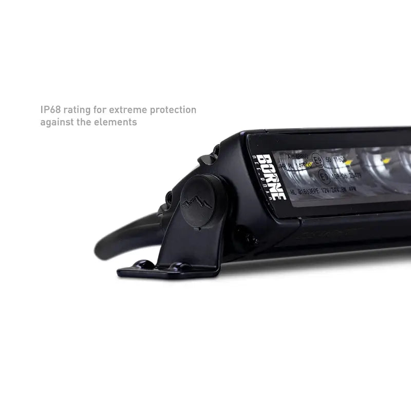 Black LED light bar single row straight for off-road trucks in Borne Off-Road Light Bar Single Row Straight 40in