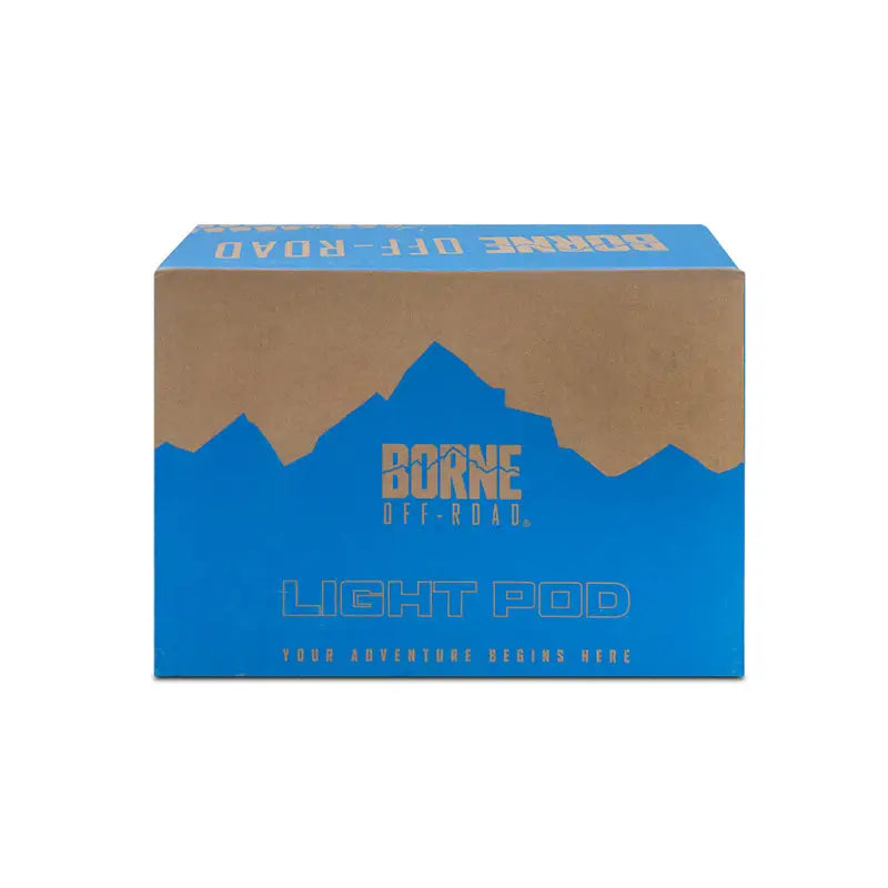 Blue and brown product box for Borne Off-Road Light Pods 3x3 Spot RV parts & accessories